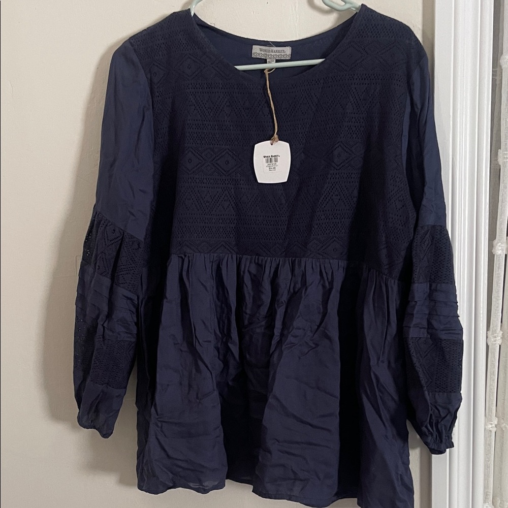 Cost Plus World Market Navy Blouse